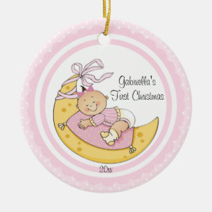 Cerámica Adorno de Navidad para niña bebé Luna primer adorn