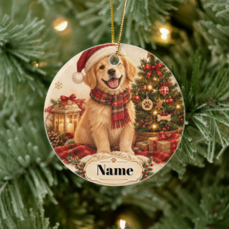 Cerámica Adorno de Navidad para Perro Personalizado con Nom