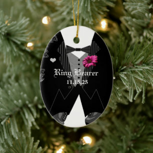 Cerámica Adorno de Navidad para Portador de Anillo de Bodas