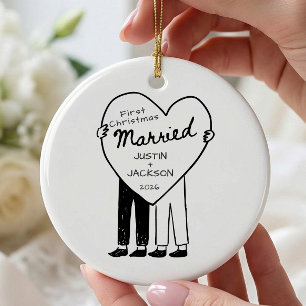 Cerámica Adorno de Navidad para Sr y Sr Primer Matrimonio