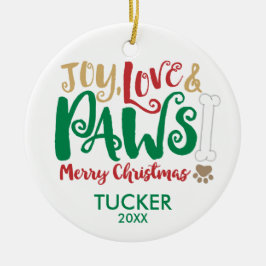Cerámica Adorno de Navidad perro Joy Love PAWS