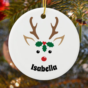 Cerámica Adorno de Navidad Personalizado Cara de Reno Lindo
