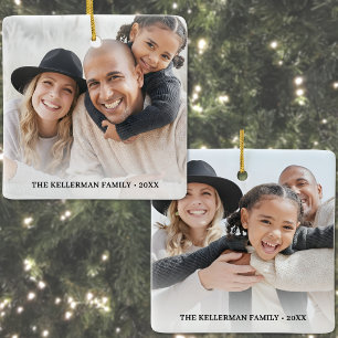 Cerámica Adorno de Navidad personalizado con dos fotos fami