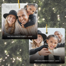 Adorno de Navidad personalizado con dos fotos fami