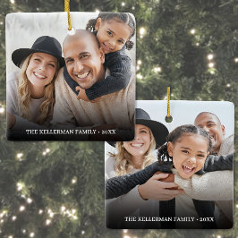 Cerámica Adorno de Navidad personalizado con dos fotos fami