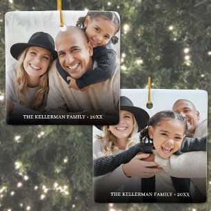 Cerámica Adorno de Navidad personalizado con dos fotos fami