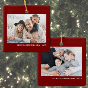Cerámica Adorno de Navidad personalizado con dos fotos fami