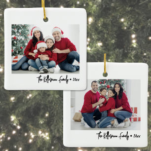 Cerámica Adorno de Navidad personalizado con dos fotos fami
