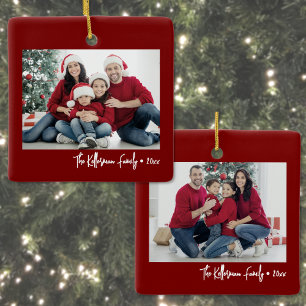 Cerámica Adorno de Navidad personalizado con dos fotos fami