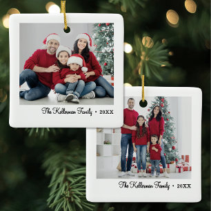 Cerámica Adorno de Navidad personalizado con dos fotos fami