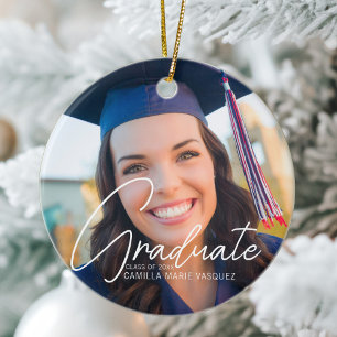 Cerámica Adorno de Navidad personalizado con foto de gradua