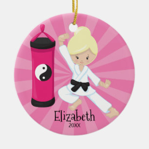 Cerámica Adorno de Navidad Personalizado de Chica de Karate