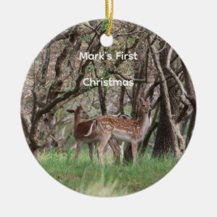Cerámica Adorno de Navidad personalizado de ciervo del bosq