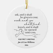 Adorno de Navidad personalizado Mateo 7:7