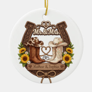 Cerámica Adorno de Navidad personalizado para boda de vaque
