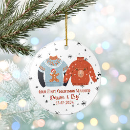Cerámica Adorno de Navidad personalizado para casados, pers