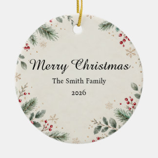 Cerámica Adorno de Navidad Personalizado para Familia 2026