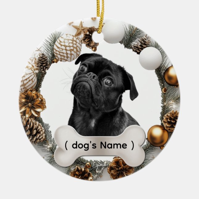 Cerámica Adorno de Navidad personalizado para perro (Frente)
