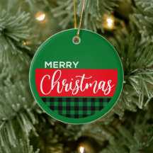 Adorno de Navidad Plaid Merry Christmas