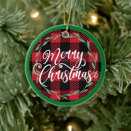 Cerámica Adorno de Navidad Plaid Merry Christmas
