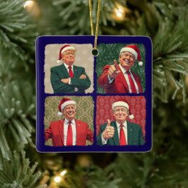 Cerámica Adorno de Navidad Pop Art de Trump Patriótico