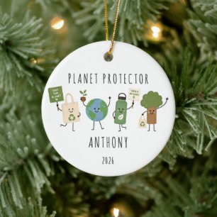 Cerámica Adorno de Navidad Protector del Planeta Personaliz
