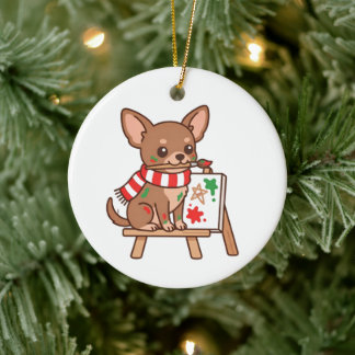 Cerámica Adorno de Navidad Regalo Pintor Chihuahua