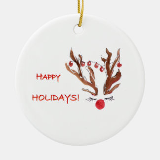 Cerámica Adorno de Navidad Reno de Diseño Pintado a Mano