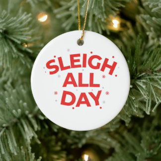 Cerámica Adorno de Navidad Rojo y Blanco Sleigh All Day Bol