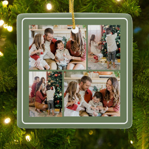 Cerámica Adorno de Navidad Verde 4 Fotos Collage