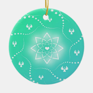 Cerámica Adorno de Navidad Verde Bonito con Ángeles Pequeño