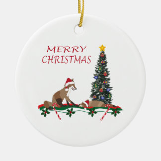 Cerámica Adorno de Navidad, vida silvestre, zorra con cría