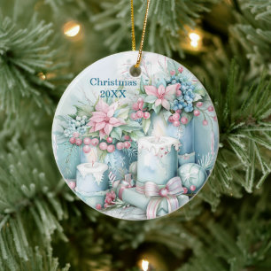Cerámica Adorno de Navidad Vintage Pastel
