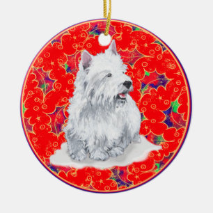 Cerámica Adorno de Navidad Westies