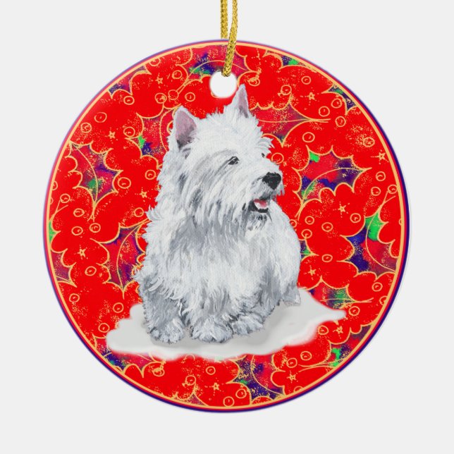 Cerámica Adorno de Navidad Westies (Frente)