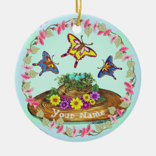 Cerámica Adorno de nido de pájaro con sombrero de flores
