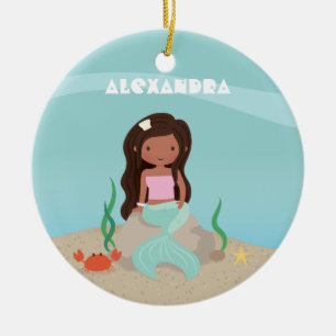 Cerámica Adorno de niña afroamericana de La Sirenita adorab