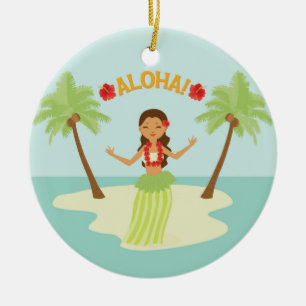 Cerámica Adorno de niña hula de Luau hawaiano lindo
