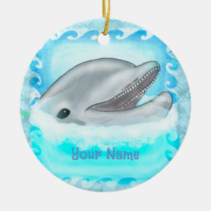 Cerámica Adorno de nombre personalizado Dolphin Play