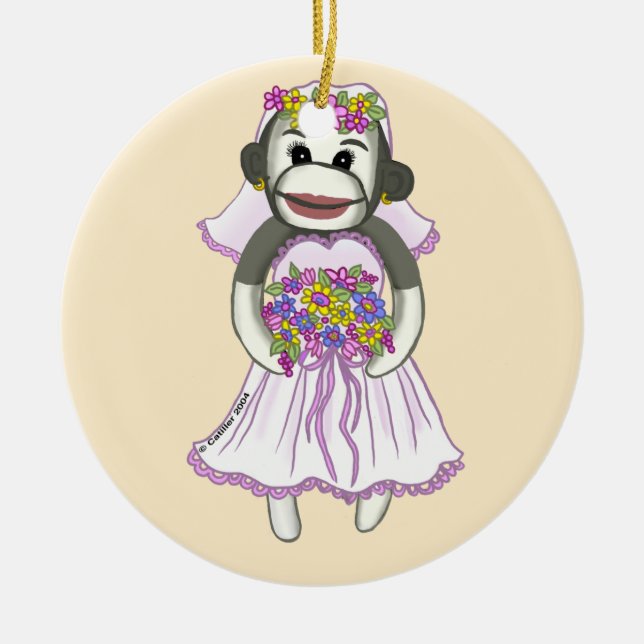 Cerámica Adorno de novia de mono de calcetín (Frente)