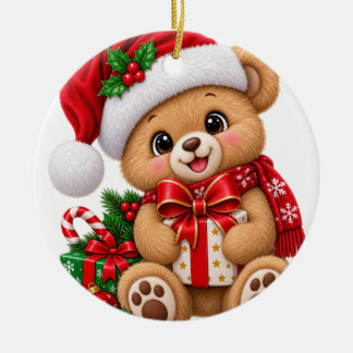 Cerámica Adorno de oso de Navidad lindo