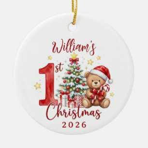 Cerámica Adorno de oso de peluche para el primer Navidad de