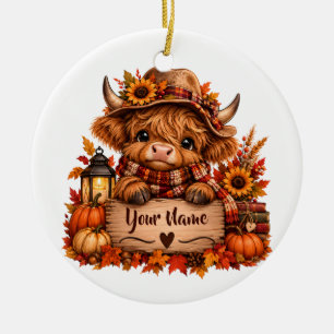Cerámica Adorno de Otoño de Vaca de Highland Personalizado