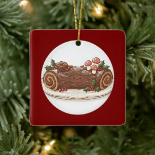 Cerámica Adorno de pastel de Navidad de tronco de Yule lind