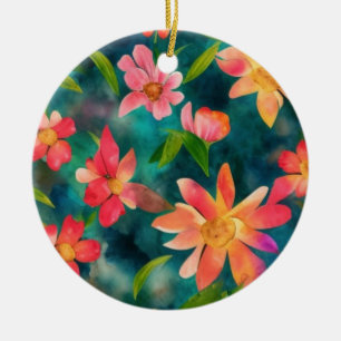 Cerámica Adorno de patrón de acuarela floral