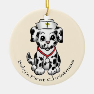 Cerámica Adorno de perro de enfermera de Navidad
