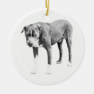 Cerámica Adorno de Pit Bull con sombra lateral de árbol