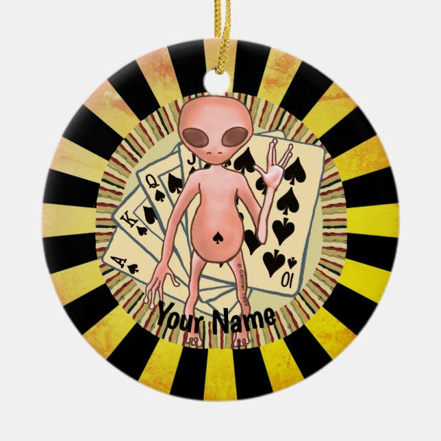 Cerámica Adorno de Poker Alien (Frente)