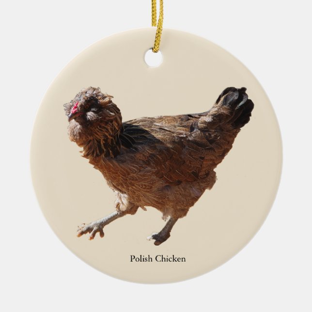 Cerámica Adorno de pollo polaco (Frente)