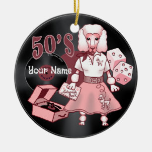 Cerámica Adorno de Poodle Rosa Retro